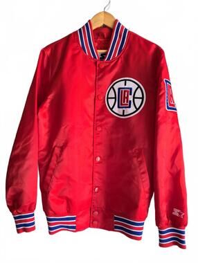 STARTER MENS RED LOS ANGELES CLIPPERS SATIN BASKETBALL JACKET NEW SIZE SMALL